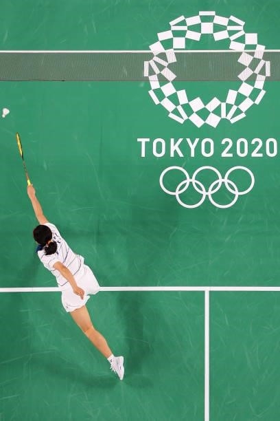 An Seyoung of Team South Korea against Dorcas Ajoke Adesokan of Team Nigeria during a Women’s Singles Group C match on day four of the Tokyo 2020...