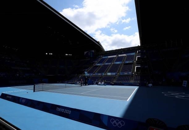 The roof opens for the Women's Singles Third Round match between Elina Svitolina of Team Ukraine and Maria Sakkari of Team Greece on day four of the...