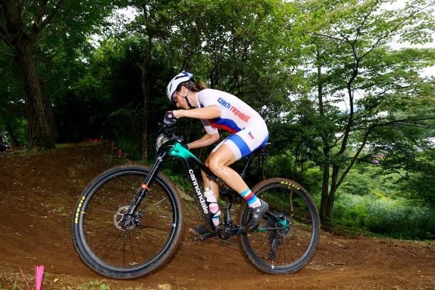 Jitka Cabelicka of Team Czech Republic rides during the Women's Cross-country race on day four of the Tokyo 2020 Olympic Games at Izu Mountain Bike...