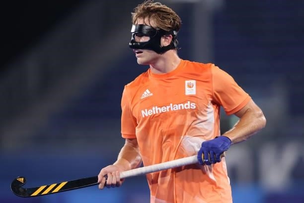 Jip Janssen of Team Netherlands looks on during the Men's Preliminary Pool B match between Netherlands and Canada on day four of the Tokyo 2020...