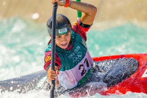 Alsu Minazova of Team Russia competes on Women's Kayak Semi-final during the Tokyo 2020 Olympic Games at the Kasai Canoe Slalom Centre on July 27,...