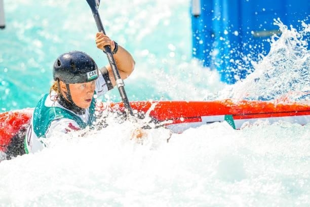 Florence Maheu of Team Canada competes on Women's Kayak Semi-final during the Tokyo 2020 Olympic Games at the Kasai Canoe Slalom Centre on July 27,...