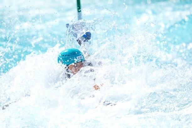 Marie Zelia Lafont of Team France competes on Women's Kayak Semi-final during the Tokyo 2020 Olympic Games at the Kasai Canoe Slalom Centre on July...