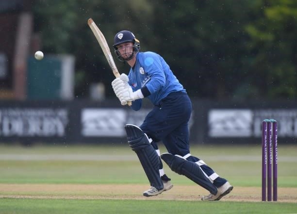 Mattie McKiernan of Derbyshire bats during the Royal London Cup match between Derbyshire and Warwickshire at The Incora County Ground on July 27,...