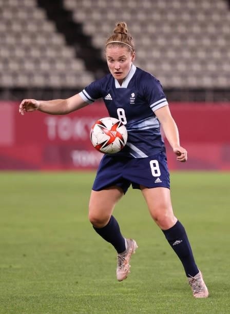 Kim Little of Team Great Britain on the ball during the Women's Group E match between Canada and Great Britain on day four of the Tokyo 2020 Olympic...