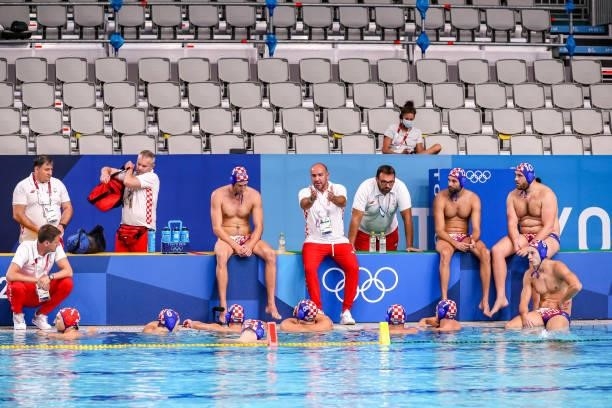 Cte during the Tokyo 2020 Olympic Waterpolo Tournament men match between Australia and Croatia at Tatsumi Waterpolo Centre on July 27, 2021 in Tokyo,...