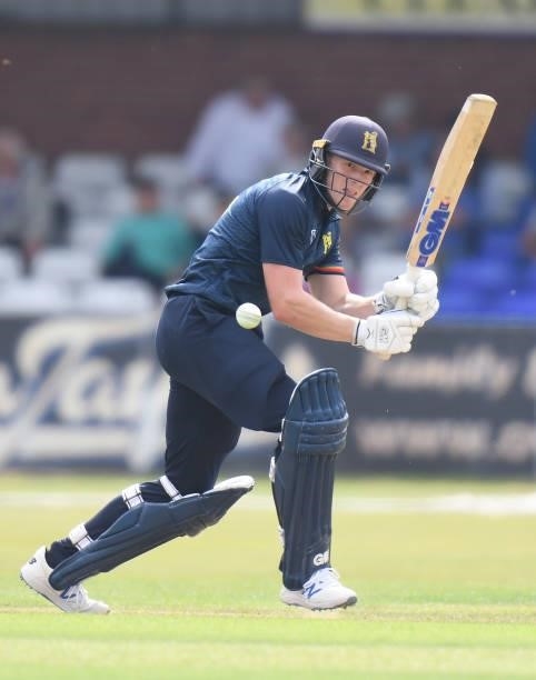 Rob Yates of Warwickshire bats during the Royal London Cup match between Derbyshire and Warwickshire at The Incora County Ground on July 27, 2021 in...