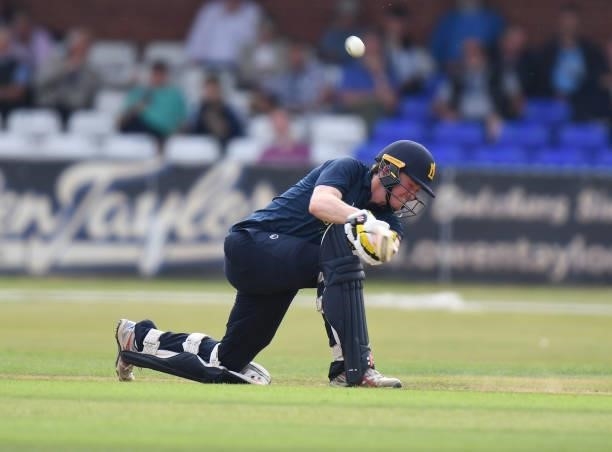 Rob Yates of Warwickshire bats during the Royal London Cup match between Derbyshire and Warwickshire at The Incora County Ground on July 27, 2021 in...
