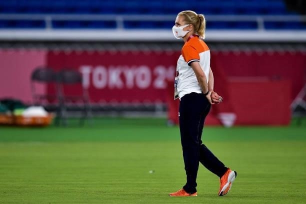 Coach Sarina Wiegman of the Netherlands during the Tokyo 2020 Olympic Womens Football Tournament match between Netherlands and China at International...