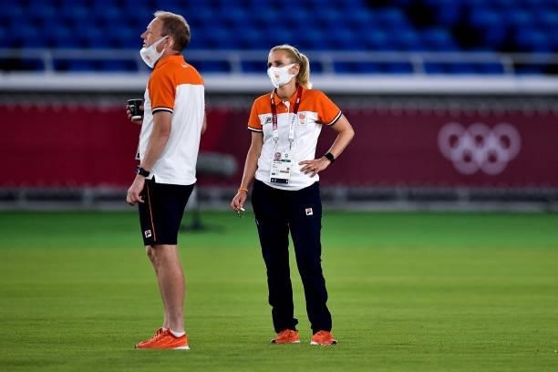 Coach Sarina Wiegman of the Netherlands during the Tokyo 2020 Olympic Womens Football Tournament match between Netherlands and China at International...