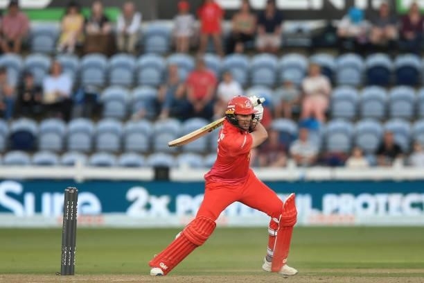 Iain Cockbain of Welsh Fire batting during The Hundred match between Welsh Fire and Southern Brave at Sophia Gardens on July 27, 2021 in Cardiff,...
