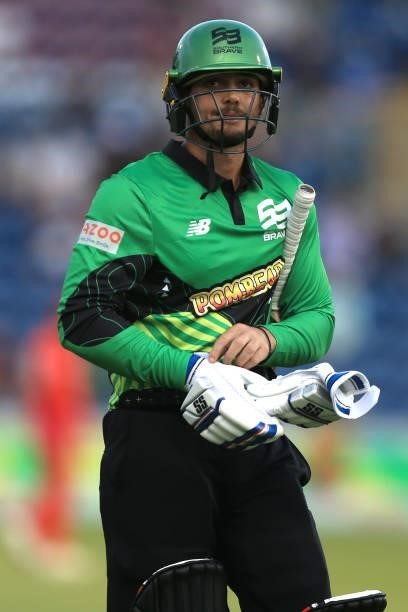 Quinton de Kock of Southern Brave during The Hundred match between Welsh Fire and Southern Brave at Sophia Gardens on July 27, 2021 in Cardiff, Wales.