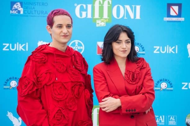 La Rappresentante di Lista attends the photocall at the Giffoni Film Festival 2021 on July 27, 2021 in Giffoni Valle Piana, Italy.