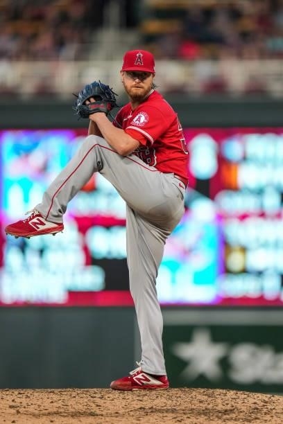Alex Cobb of the Los Angeles Angels pitches against the Minnesota Twins on July 23, 2021 at Target Field in Minneapolis, Minnesota.