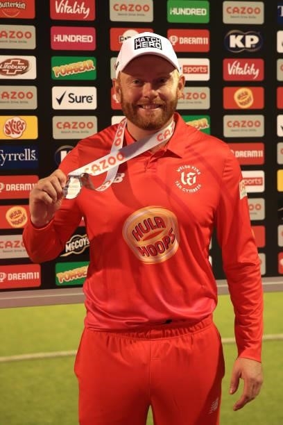 Player of the Match, Jonny Bairstow of Welsh Fire during The Hundred match between Welsh Fire and Southern Brave at Sophia Gardens on July 27, 2021...