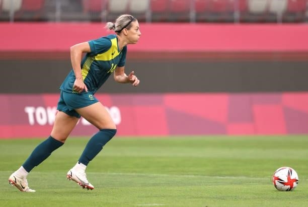 Alanna Kennedy of Team Australia chases after the ball while playing against the United States of America during the Women's Football Group G match...