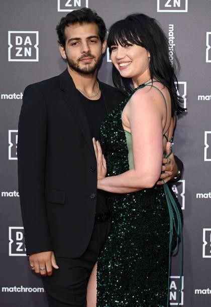 Jordan Saul and Daisy Lowe attend the Dazn x Matchroom VIP Launch Event at Kings Cross on July 27, 2021 in London, England.