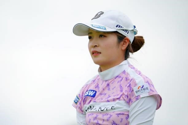 Kana Mikashima of Japan is seen on the 1st tee during the Pro-Am ahead of Rakuten Super Ladies at Tokyu Grand Oak Golf Club on July 28, 2021 in Kato,...