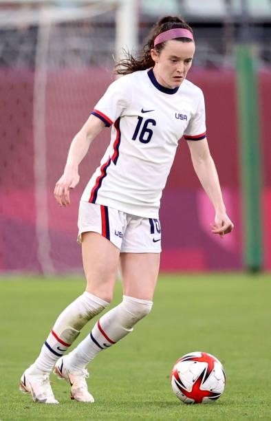 Rose Lavelle of Team United States plays against Australia during the Women's Group G match on day four of the Tokyo 2020 Olympic Games at Kashima...