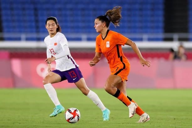 Martens Lieke of Netherland controls the ball in the Women's First Round match during the Tokyo 2020 Olympic Games between Netherland and China at...