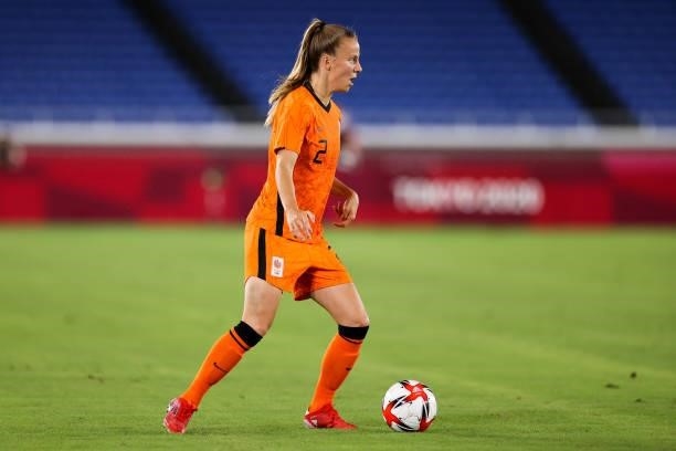 Wilms Lynn of Netherland controls the ball in the Women's First Round match during the Tokyo 2020 Olympic Games between Netherland and China at...