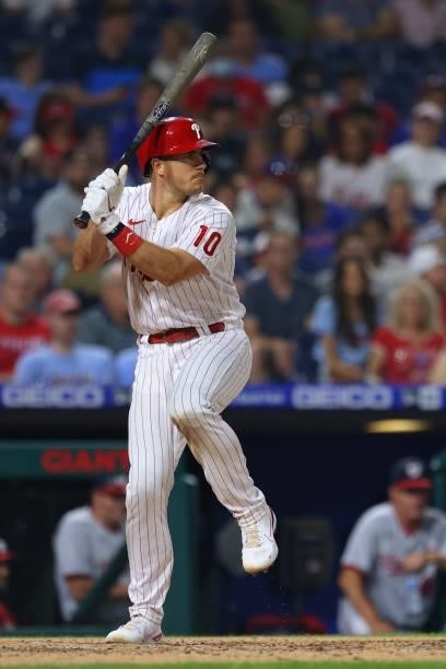 Realmuto of the Philadelphia Phillies in action against the Washington Nationals at Citizens Bank Park on July 26, 2021 in Philadelphia,...
