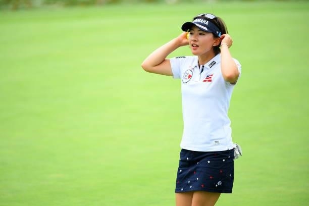 Kana Nagai of Japan is seen on the 18th hole during the Pro-Am ahead of Rakuten Super Ladies at Tokyu Grand Oak Golf Club on July 28, 2021 in Kato,...
