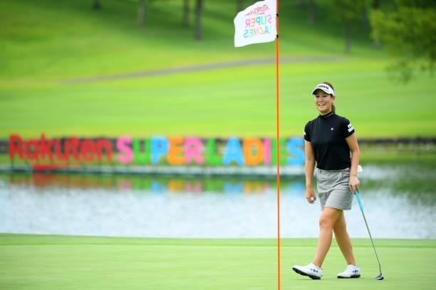 Mami Fukuda of Japan is seen on the 9th green during the Pro-Am ahead of Rakuten Super Ladies at Tokyu Grand Oak Golf Club on July 28, 2021 in Kato,...