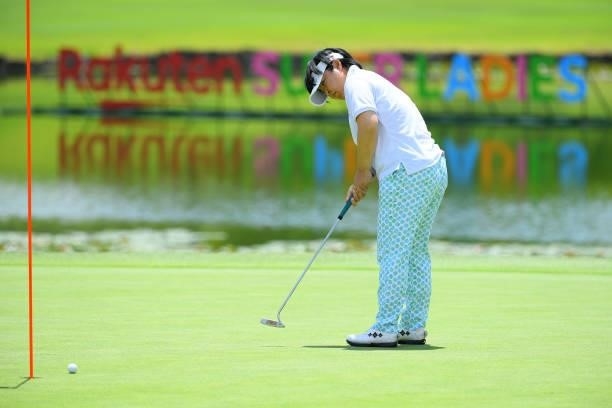 Yuri Fudo of Japan attempts a putt on the 9th green during the Pro-Am ahead of Rakuten Super Ladies at Tokyu Grand Oak Golf Club on July 28, 2021 in...