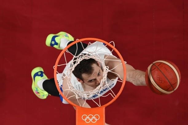 Jaromir Bohacik of Team Czech Republic attempts a layup against France during the first half of a Men's Preliminary Round Group A game on day five of...