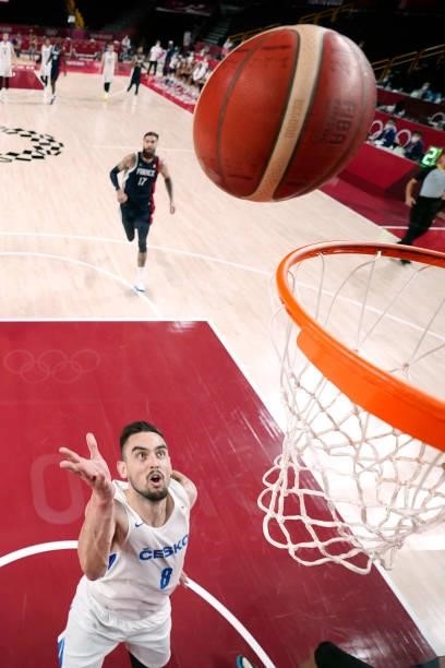 Tomas Satoransky of Team Czech Republic shoots from the lane against France during the first half of a Men's Preliminary Round Group A game on day...
