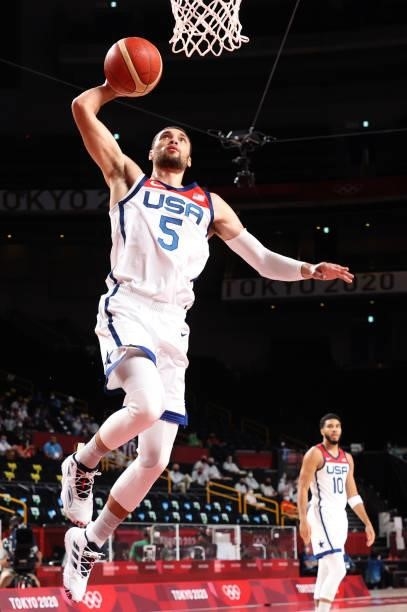 Zachary Lavine of Team United States looks for a basket while playing against Iran during the first half of a Men's Preliminary Round Group A game on...