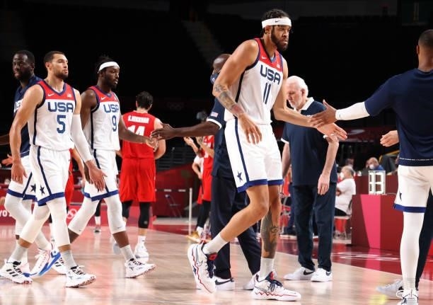 Javale Mc Gee of Team United States walks off the court while playing against Islamic Republic of Iran during a Men's Preliminary Round Group A game...