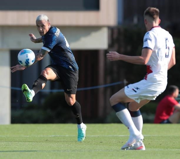 Radja Nainggolan of FC Internazionale in action during the pre-season friendly match between FC Internazionale and FC Crotone at the club's training...