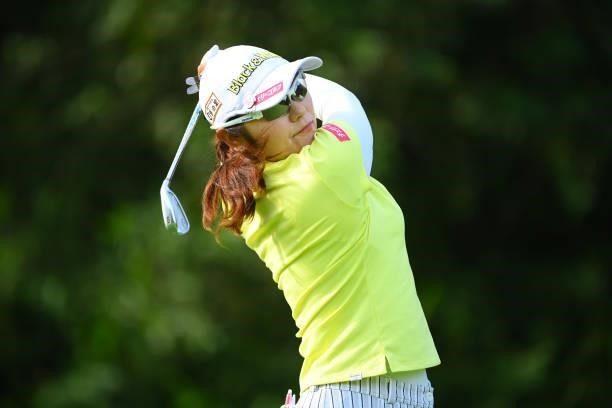 Saiki Fujita of Japan hits her tee shot on the 12th hole during the first round of Rakuten Super Ladies at Tokyu Grand Oak Golf Club on July 29, 2021...