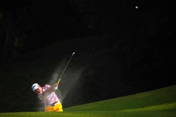 Anna Kono of Japan hits her second shot out of a bunker on the 2nd hole during the first round of Rakuten Super Ladies at Tokyu Grand Oak Golf Club...