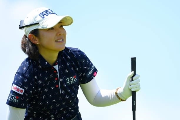 Rie Tsuji of Japan is seen on the 4th tee during the first round of Rakuten Super Ladies at Tokyu Grand Oak Golf Club on July 29, 2021 in Kato,...