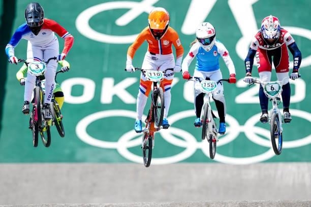 Axelle Etienne of France, Laura Smulders of the Netherlands, Drew Mechielsen of Canada and Felicia Stancil of United States of America competing on...
