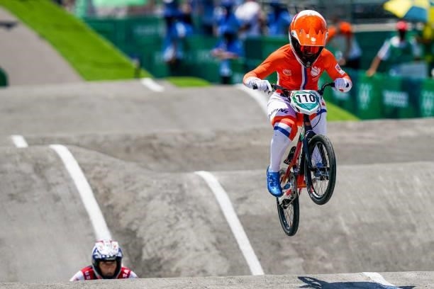 Laura Smulders of the Netherlands jumps competing on Quarterfinals during the Tokyo 2020 Olympic Games at the Aomi Urban Sports Park on July 29, 2021...