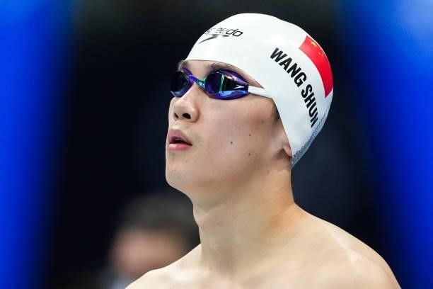 Shun Wang of Team China competes in the Men's 200m Individual Medley Semifinal on day six of the Tokyo 2020 Olympic Games at Tokyo Aquatics Centre on...
