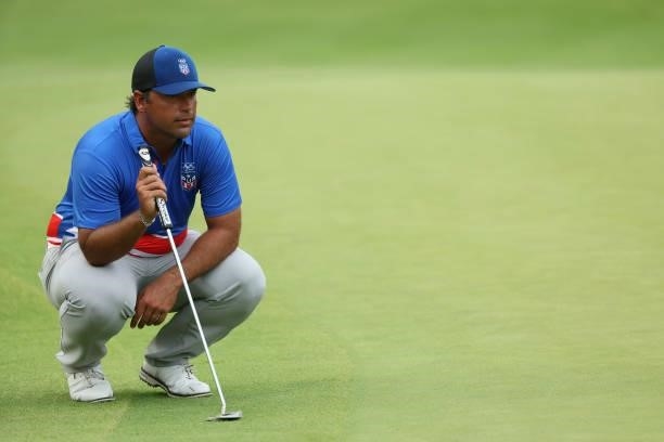 Rafael Campos of Team Puerto Rico lines up a putt on the 15th green during the first round of the Men's Individual Stroke Play on day six of the...