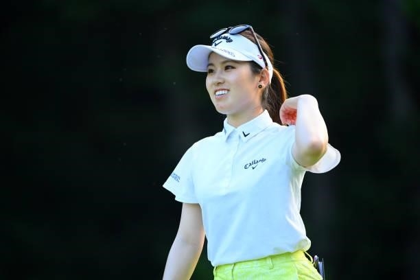 Yuna Nishimura of Japan is seen on the 17th hole during the first round of Rakuten Super Ladies at Tokyu Grand Oak Golf Club on July 29, 2021 in...