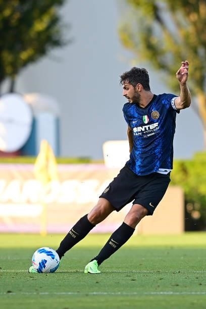Andrea Ranocchia of FC Internazionale in action during the pre-season friendly match between FC Internazionale and FC Crotone at the club's training...