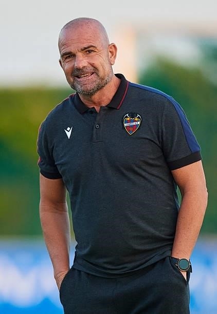 Paco Lopez, Manager of Levante UD looks on during a Pre-Season friendly match between Levante UD and Stade Rennais at Pinatar Arena on July 24, 2021...