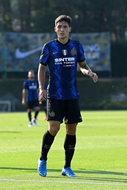Martin Satriano of FC Internazionale looks on during the pre-season friendly match between FC Internazionale and FC Crotone at the club's training...