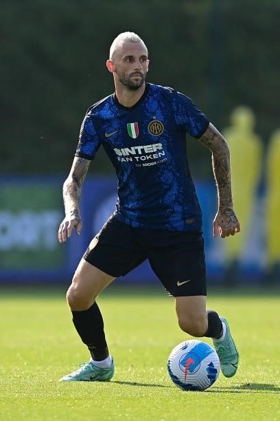 Marcelo Brozovic of FC Internazionale in action during the pre-season friendly match between FC Internazionale and FC Crotone at the club's training...