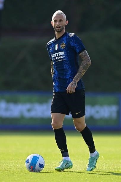 Marcelo Brozovic of FC Internazionale in action during the pre-season friendly match between FC Internazionale and FC Crotone at the club's training...