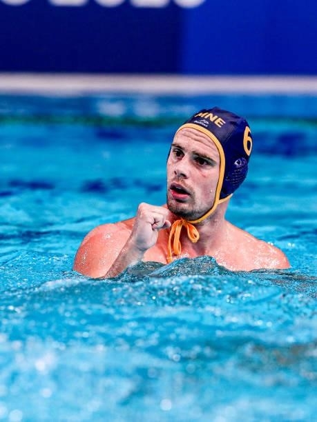 Vlado Popadic of Montenegro during the Tokyo 2020 Olympic Waterpolo Tournament Men match between Team Croatia and Team Montenegro at Tatsumi...