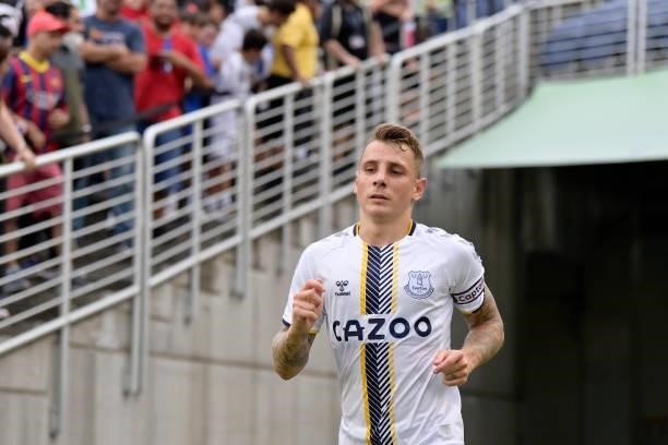 Lucas Digne of Everton during the Everton FC v UNAM Pumas pre-season friendly match on July 28, 2021 in Orlando, Florida, United States.