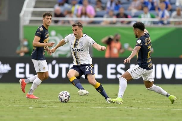 Seamus Coleman of Everton on the ball during the Everton FC v UNAM Pumas pre-season friendly match on July 28, 2021 in Orlando, Florida, United...
